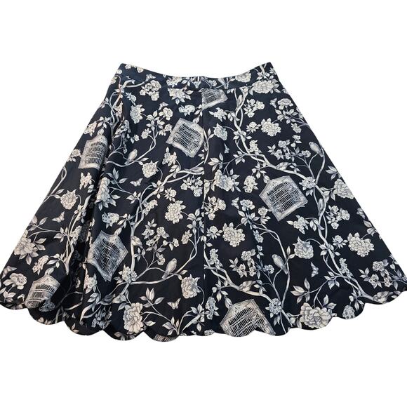 NWT 10P 10 PETITE black white layered midi cottagecore bird whimsical skirt NEW - Picture 1 of 9
